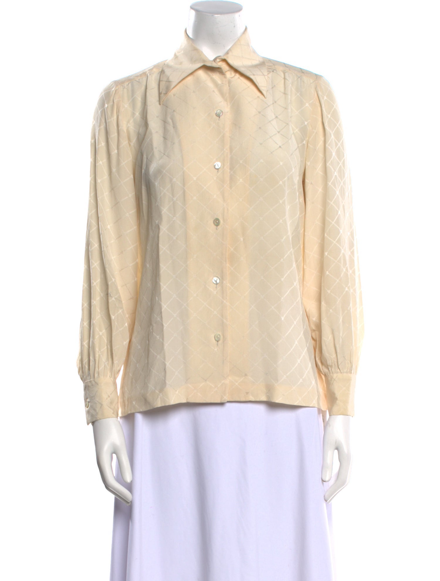 Lanvin Silk Long Sleeve Button-Up Top