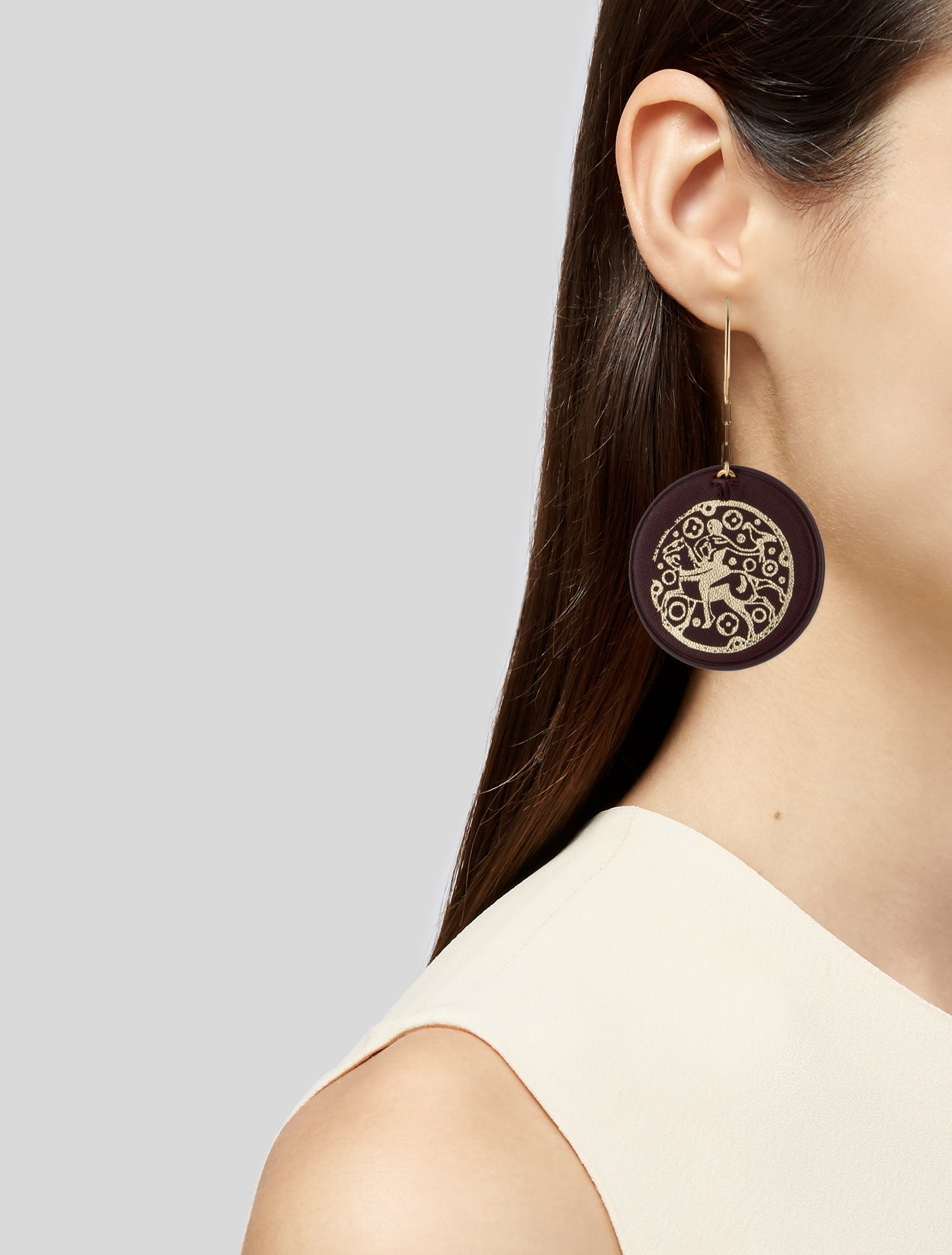 Lanvin Leather Printed Drop Earrings