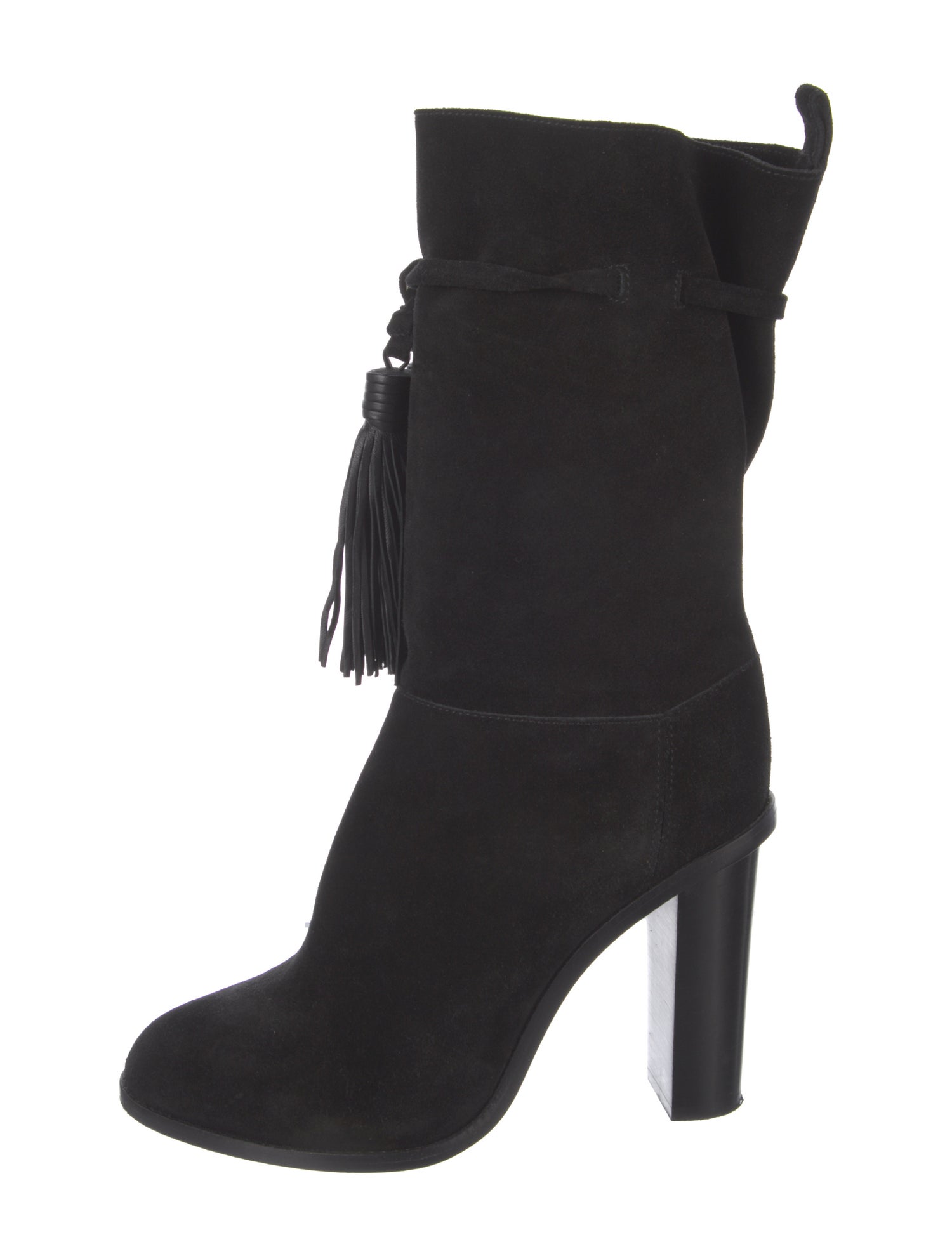 Lanvin Suede Tassel Accents Lace-Up Boots