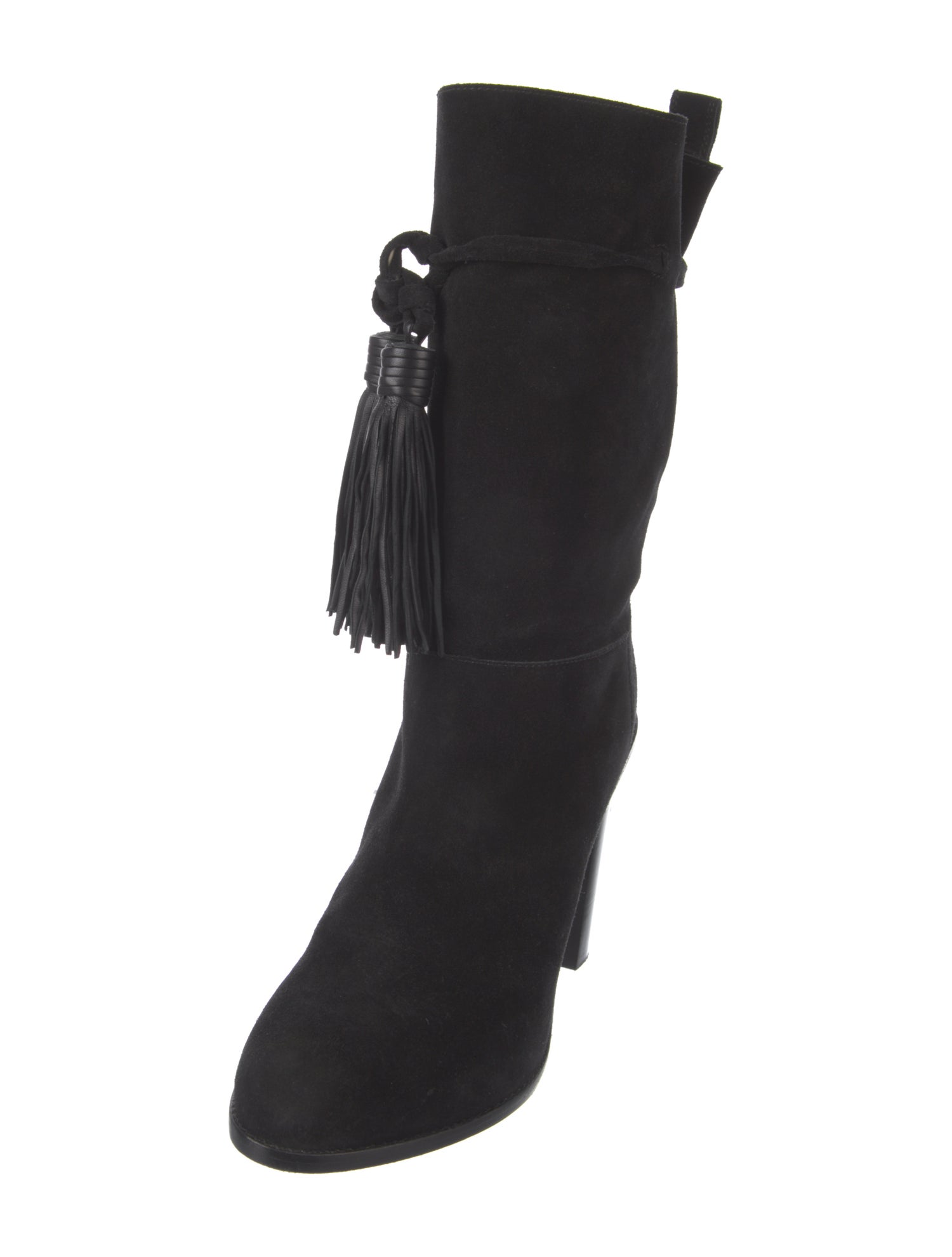 Lanvin Suede Tassel Accents Lace-Up Boots