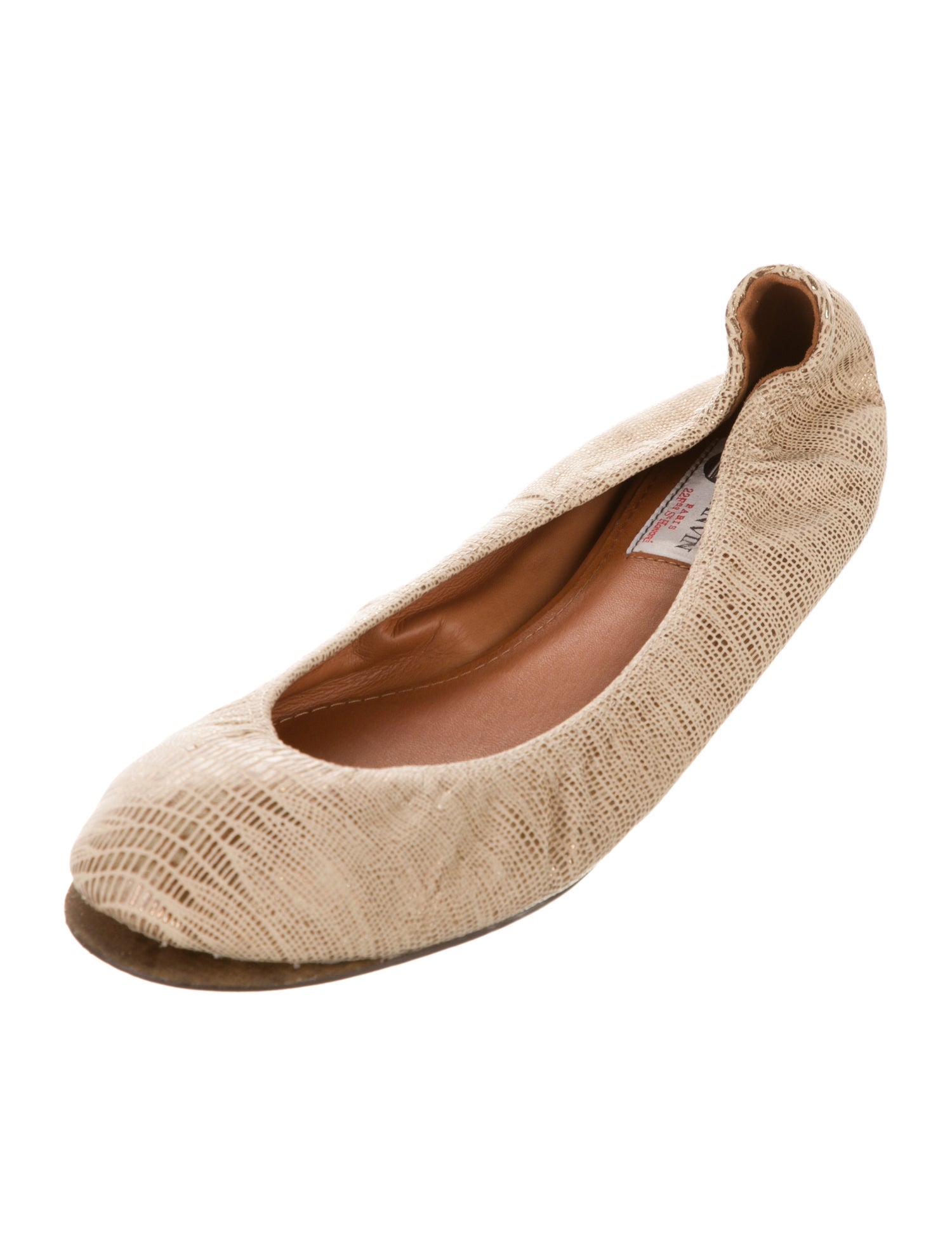 Lanvin Leather Animal Print Ballet Flats