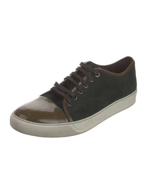 Lanvin Suede Colorblock Pattern Sneakers