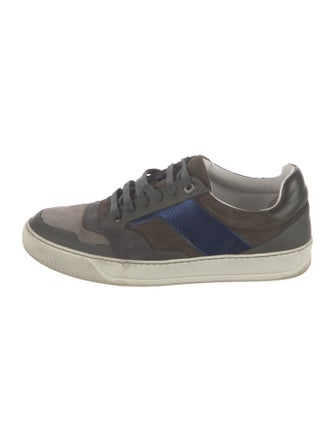 Lanvin Suede Colorblock Pattern Sneakers