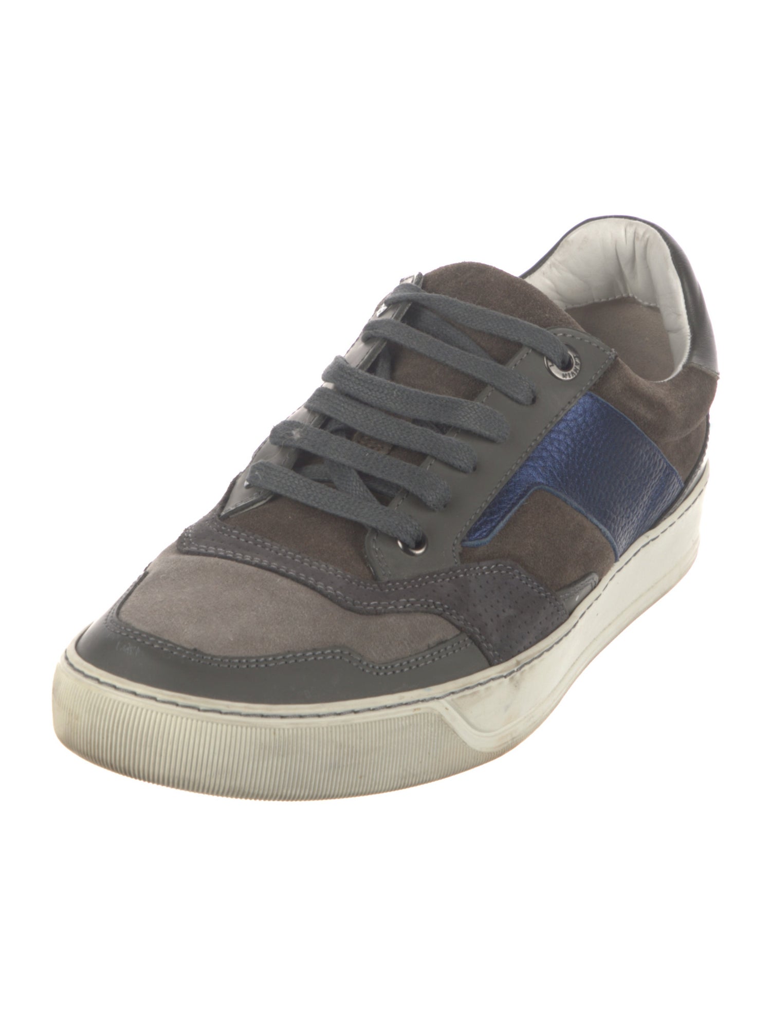 Lanvin Suede Colorblock Pattern Sneakers