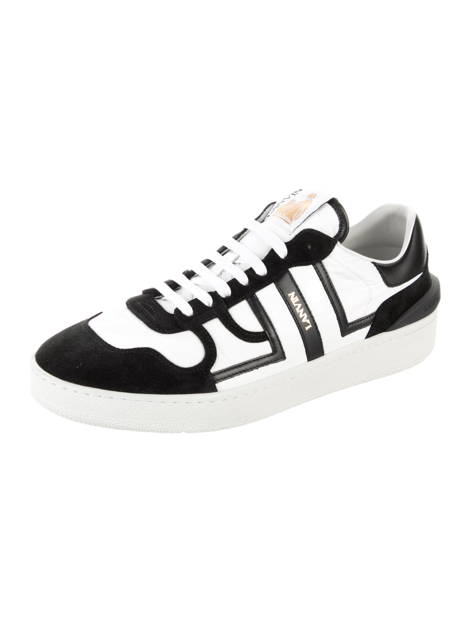 Lanvin Leather Colorblock Pattern Sneakers