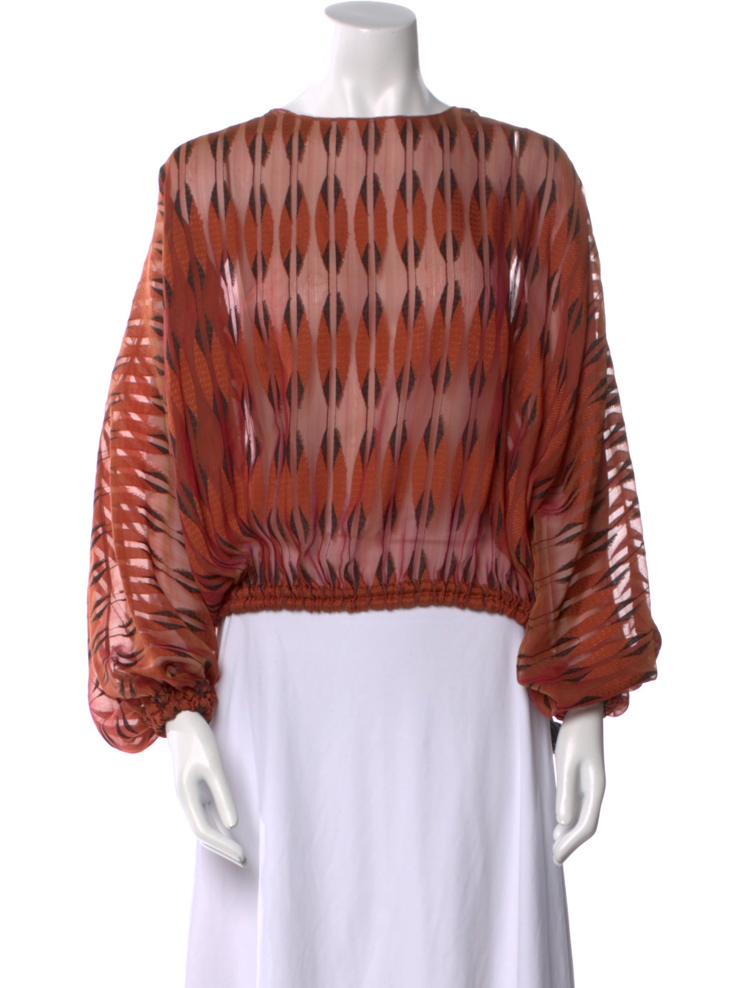 Lanvin Printed Bateau Neckline Blouse