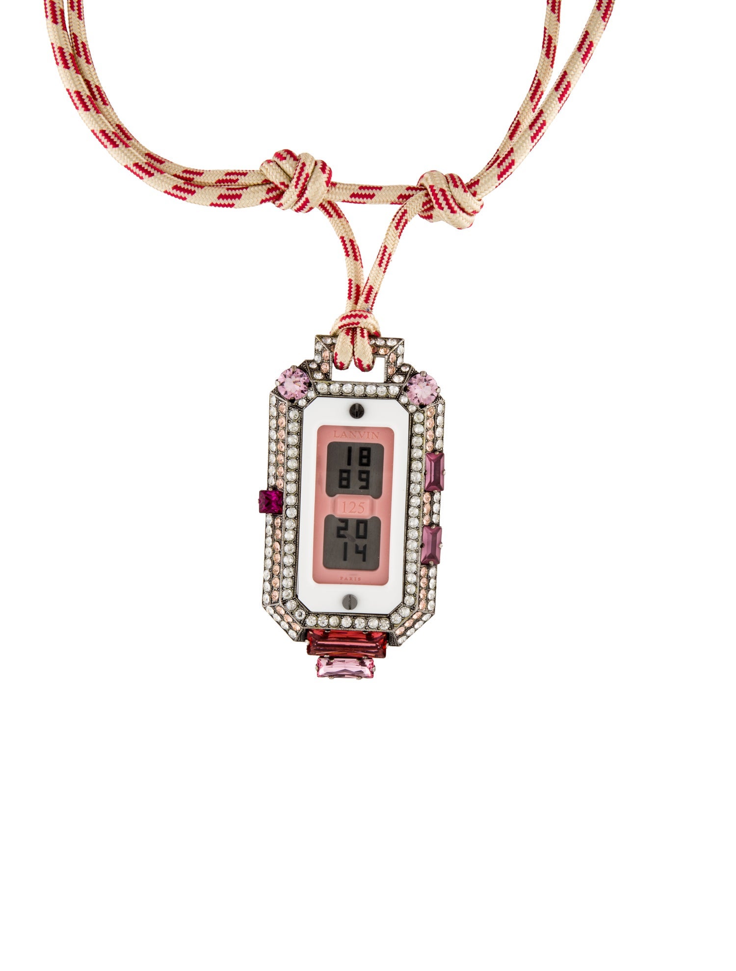 Lanvin Crystal & Ribbon Pendant Necklace