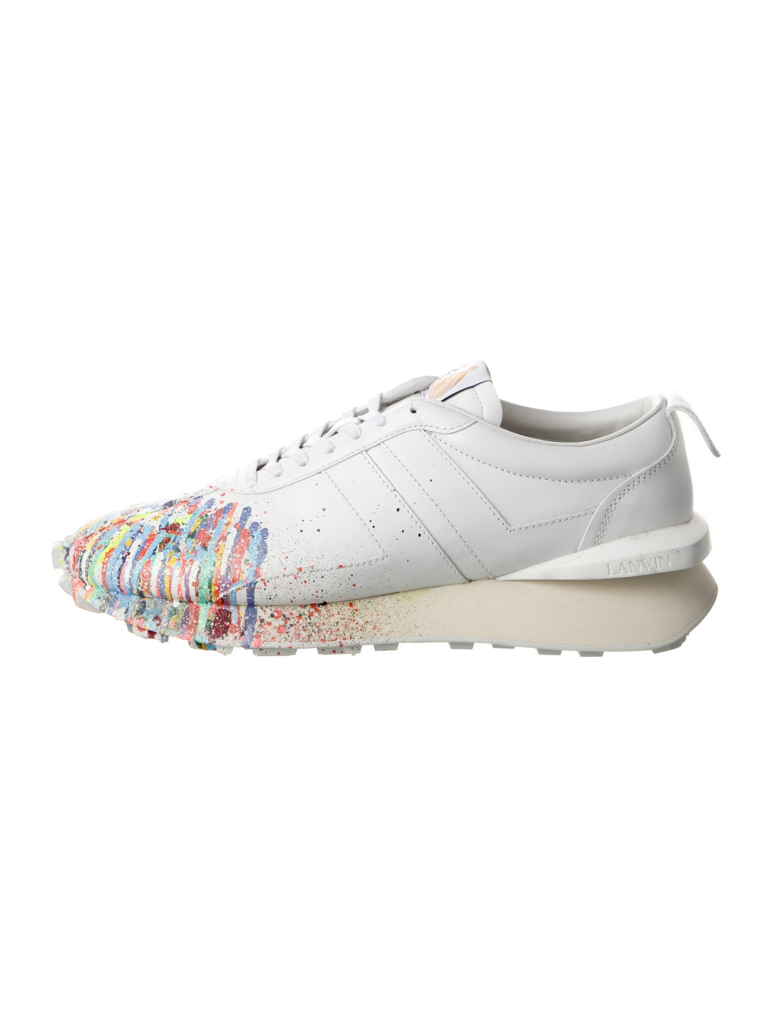 Lanvin Leather Printed Athletic Sneakers