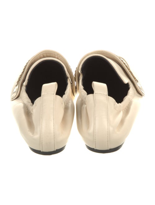 Lanvin Leather Chain-Link Accents Mary Jane Flats