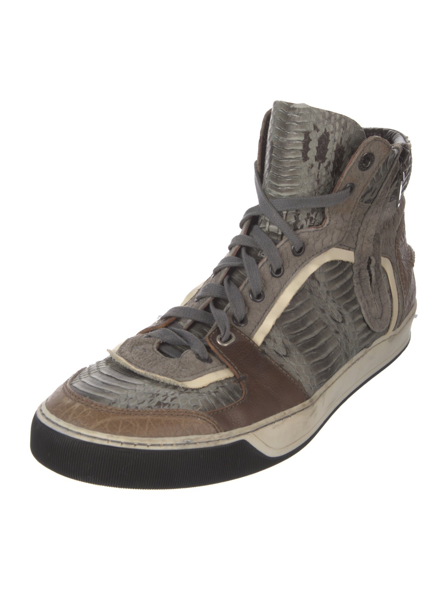 Lanvin Leather Animal Print Sneakers