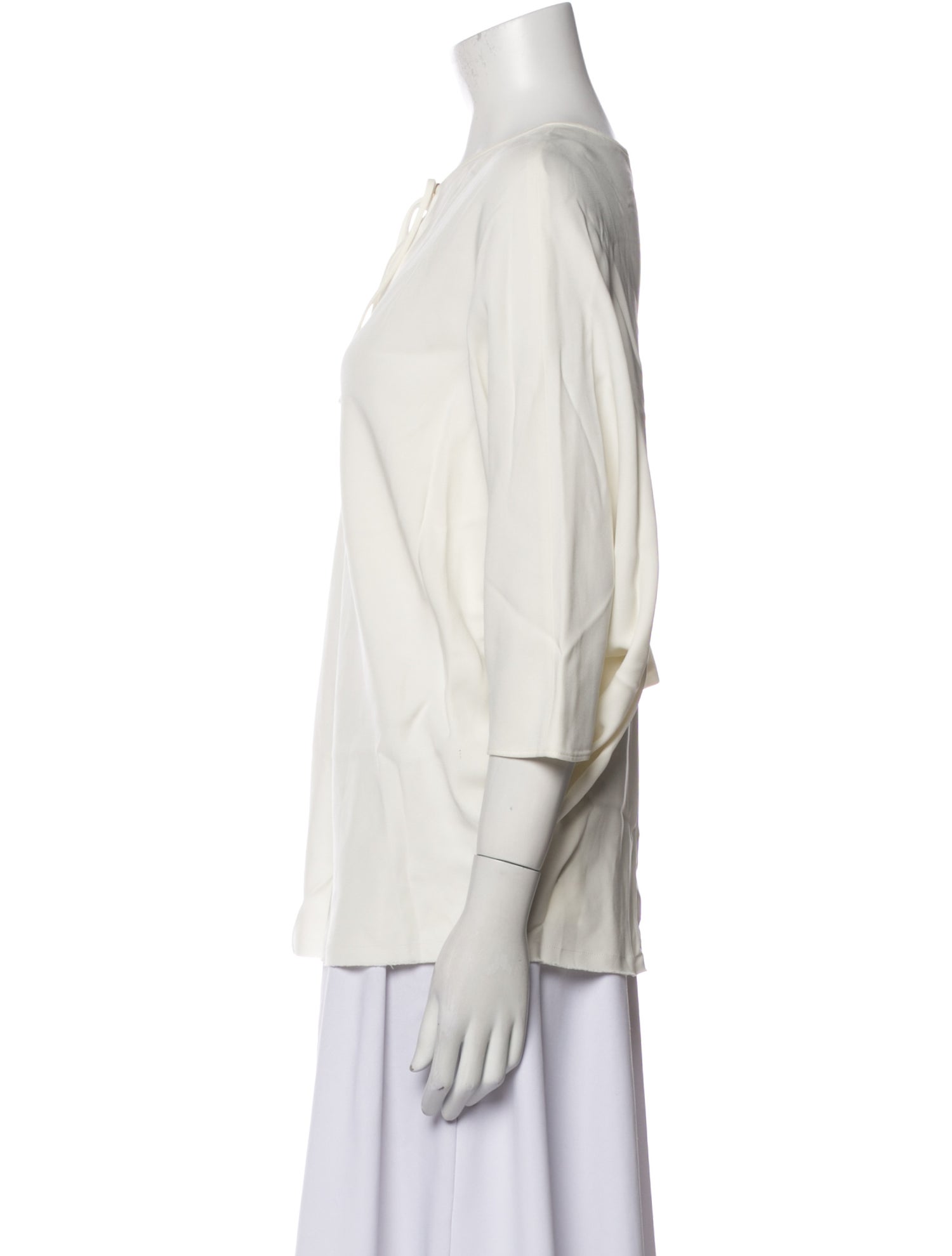 Lanvin V-Neck Three-Quarter Sleeve Blouse