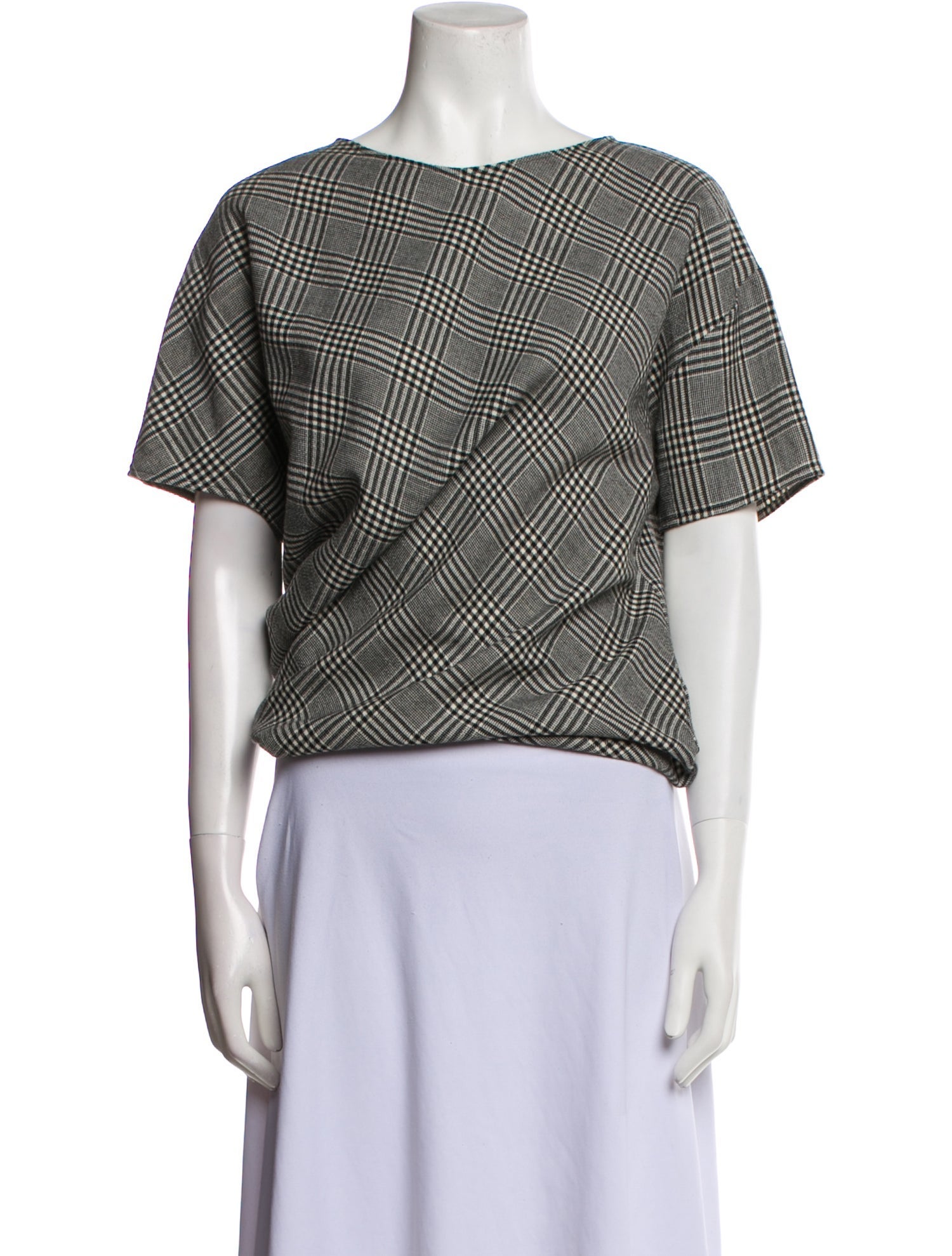 Lanvin Wool Plaid Print Crop Top