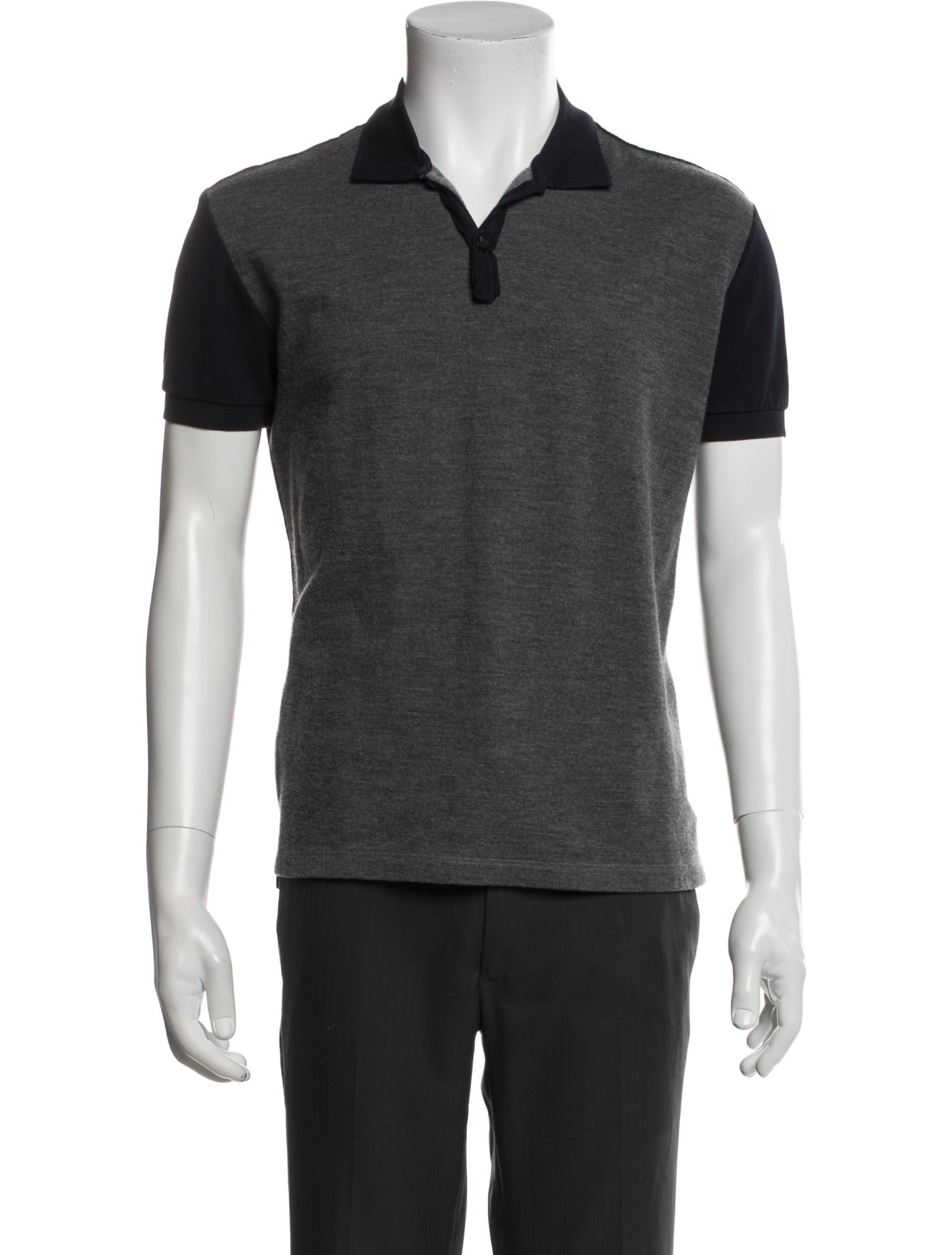 Lanvin Wool Colorblock Pattern Polo Shirt