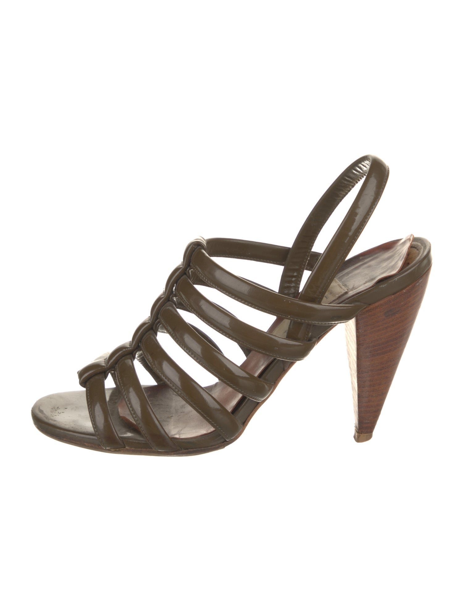 Lanvin Patent Leather Cutout Accent Gladiator Sandals