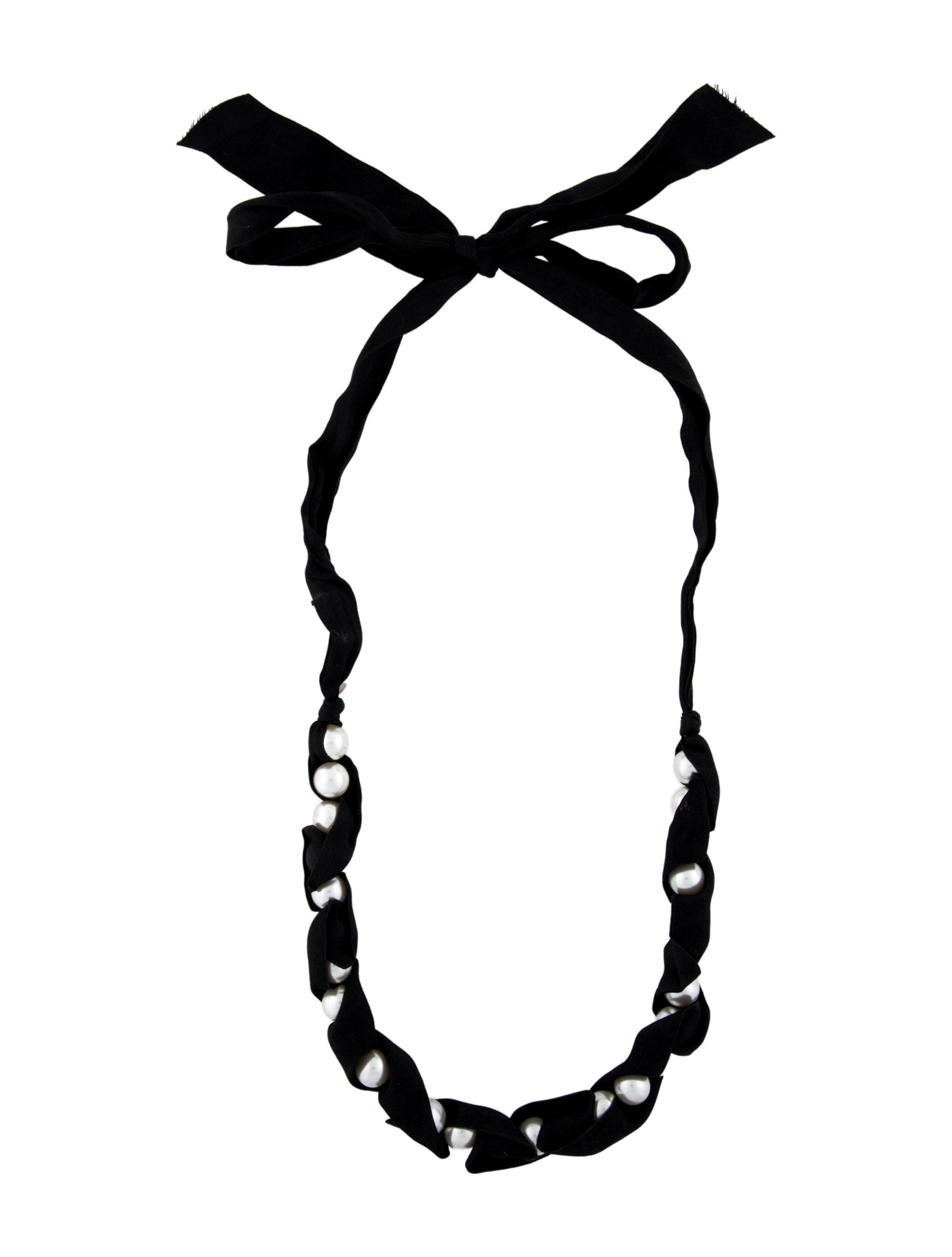 Lanvin Faux Pearl & Ribbon Collar Necklace