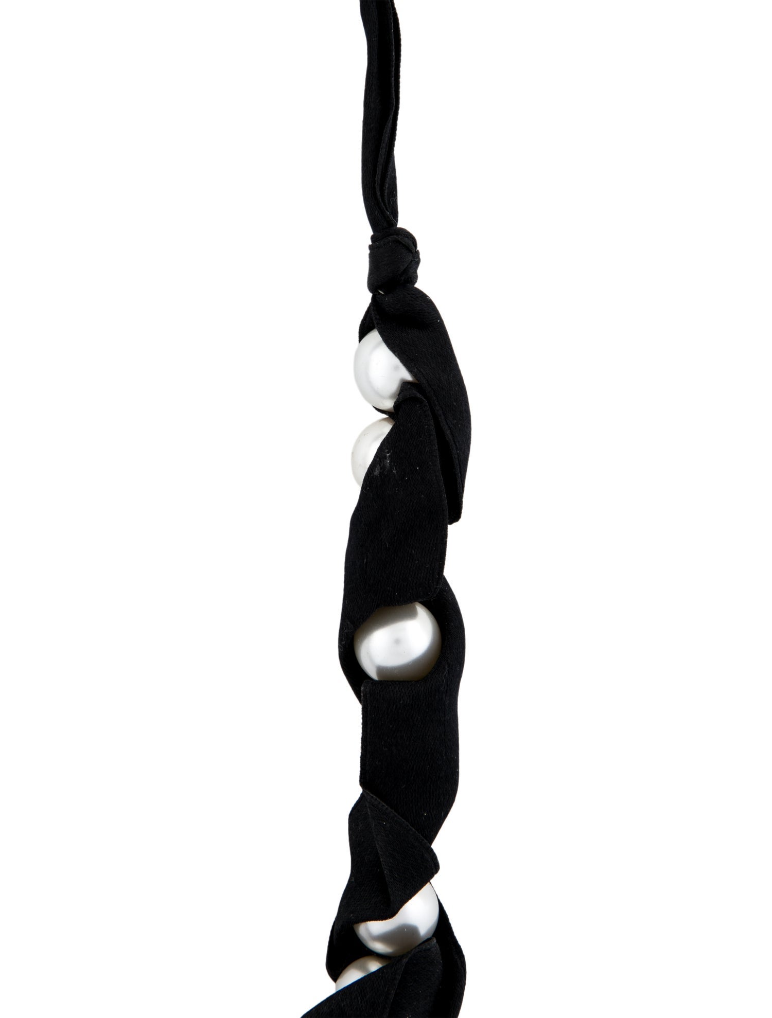 Lanvin Faux Pearl & Ribbon Collar Necklace