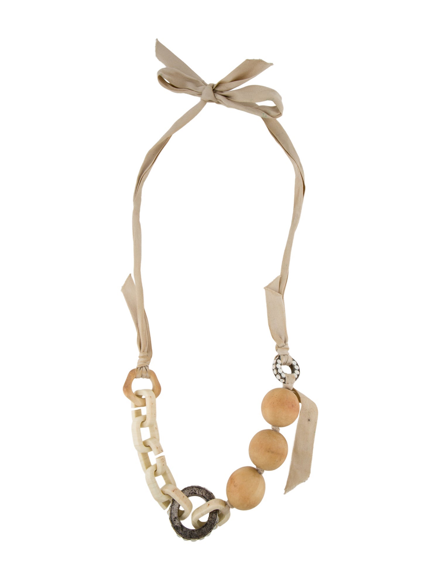 Lanvin Crystal, Wood & Resin Collar Necklace