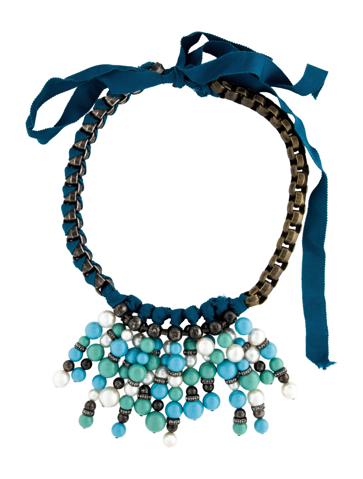Lanvin Faux Pearl & Bead Collar Necklace