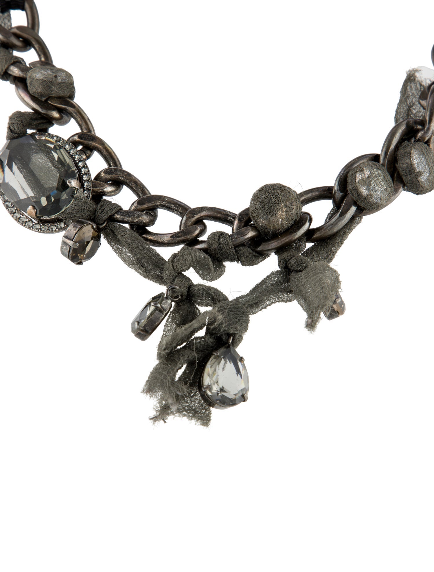 Lanvin Crystal & Ribbon Collar Necklace