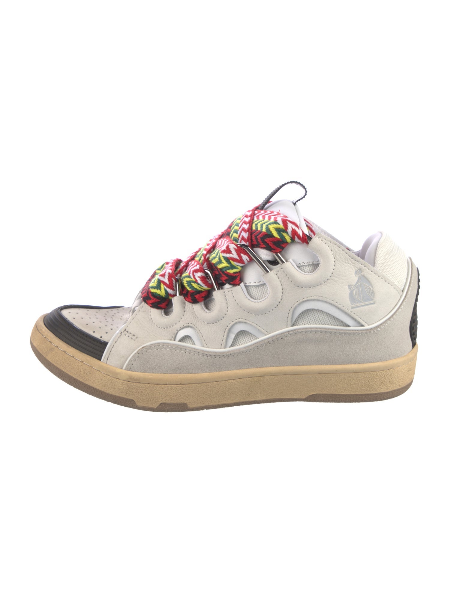 Lanvin Leather Colorblock Pattern Sneakers