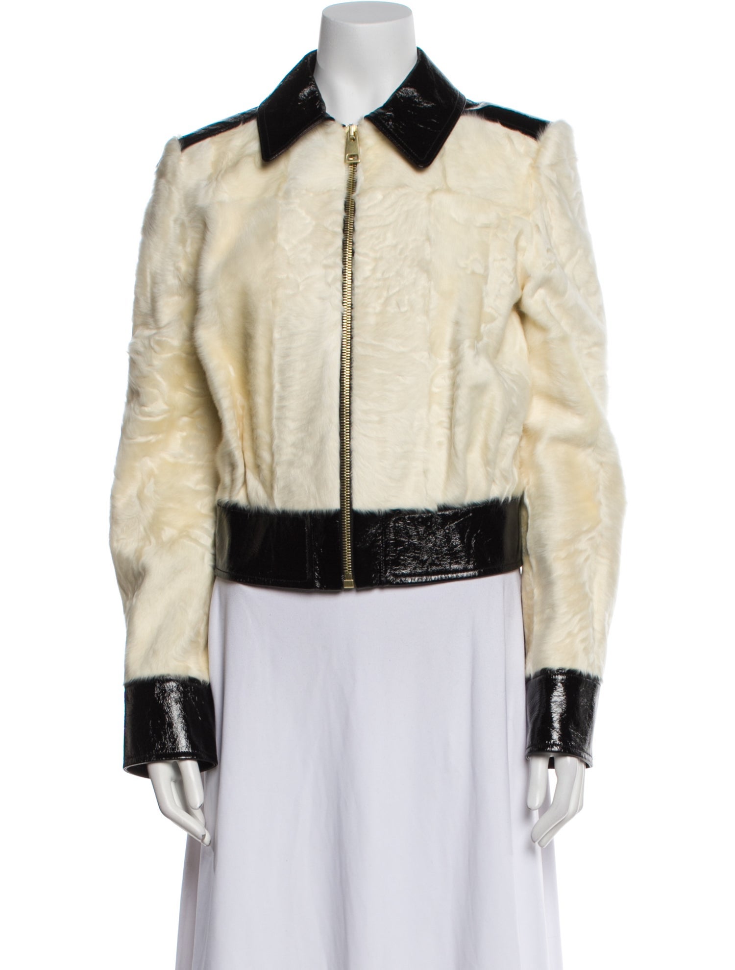 Lanvin Lamb Leather Colorblock Pattern Biker Jacket