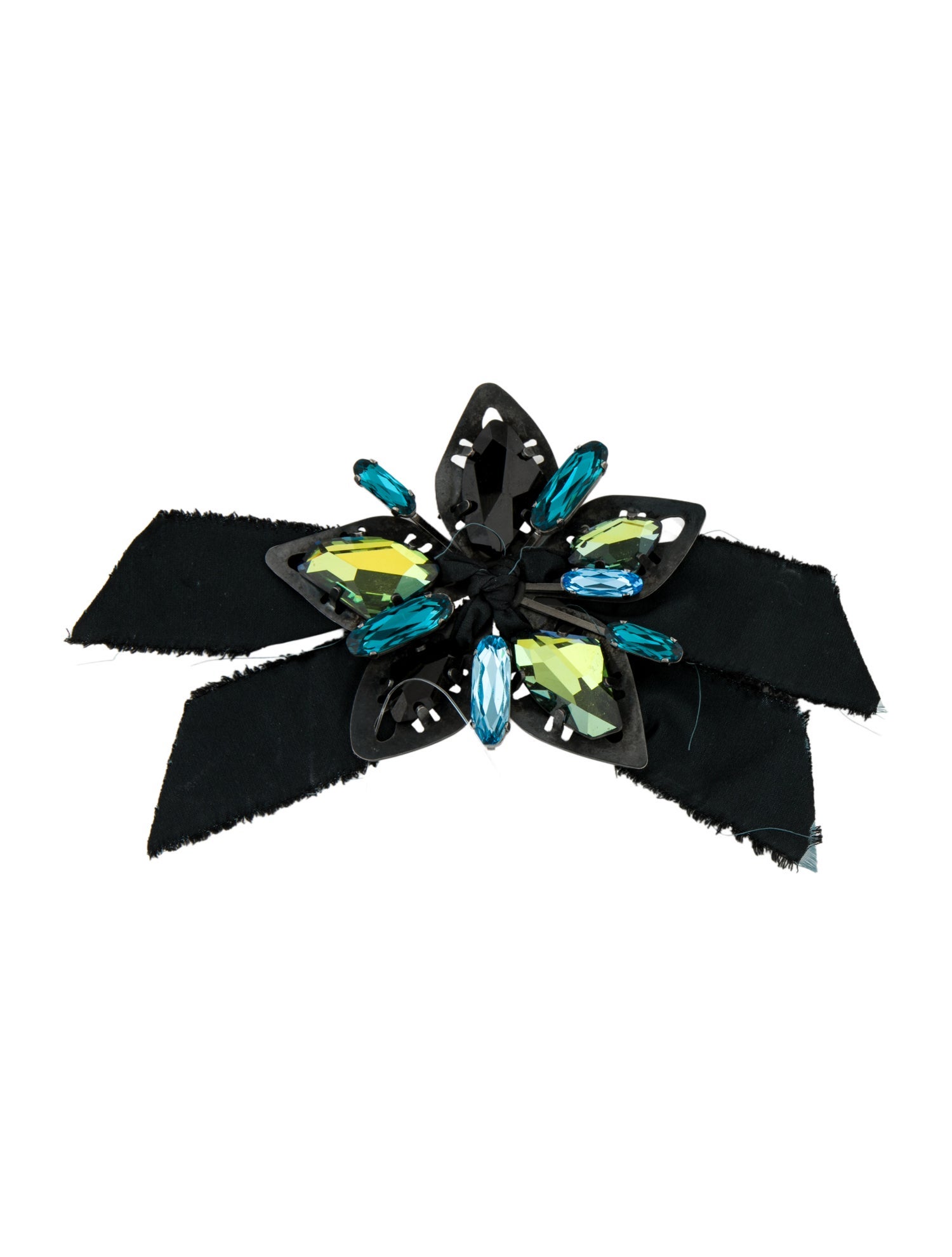 Lanvin Ribbon & Crystal Flower Brooch