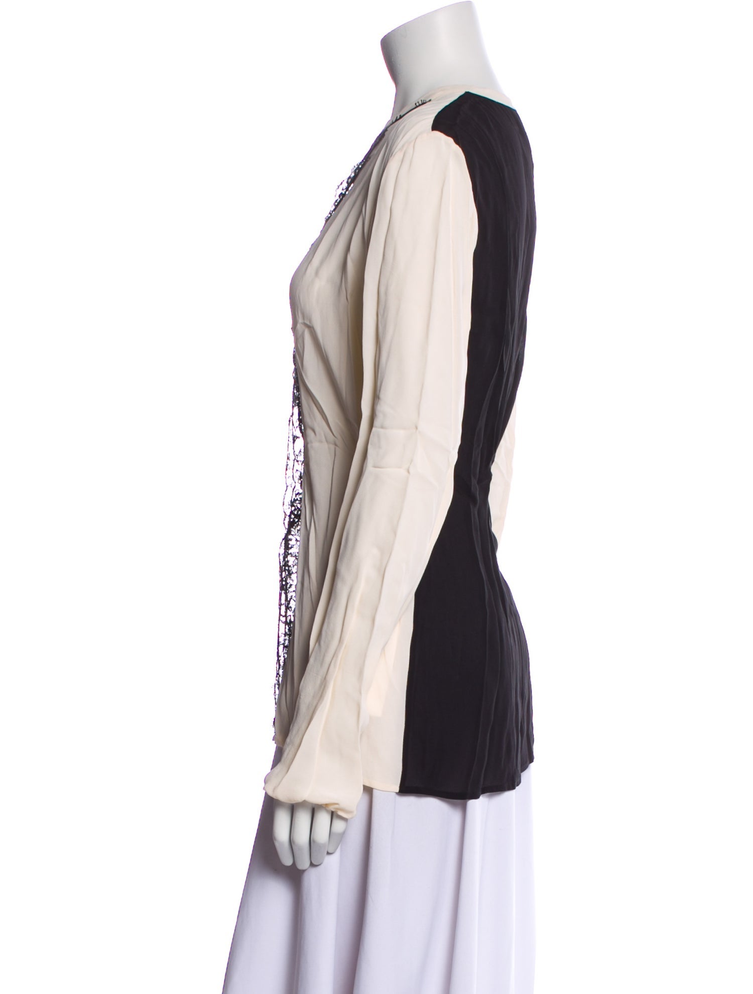 Lanvin V-Neck Long Sleeve Blouse