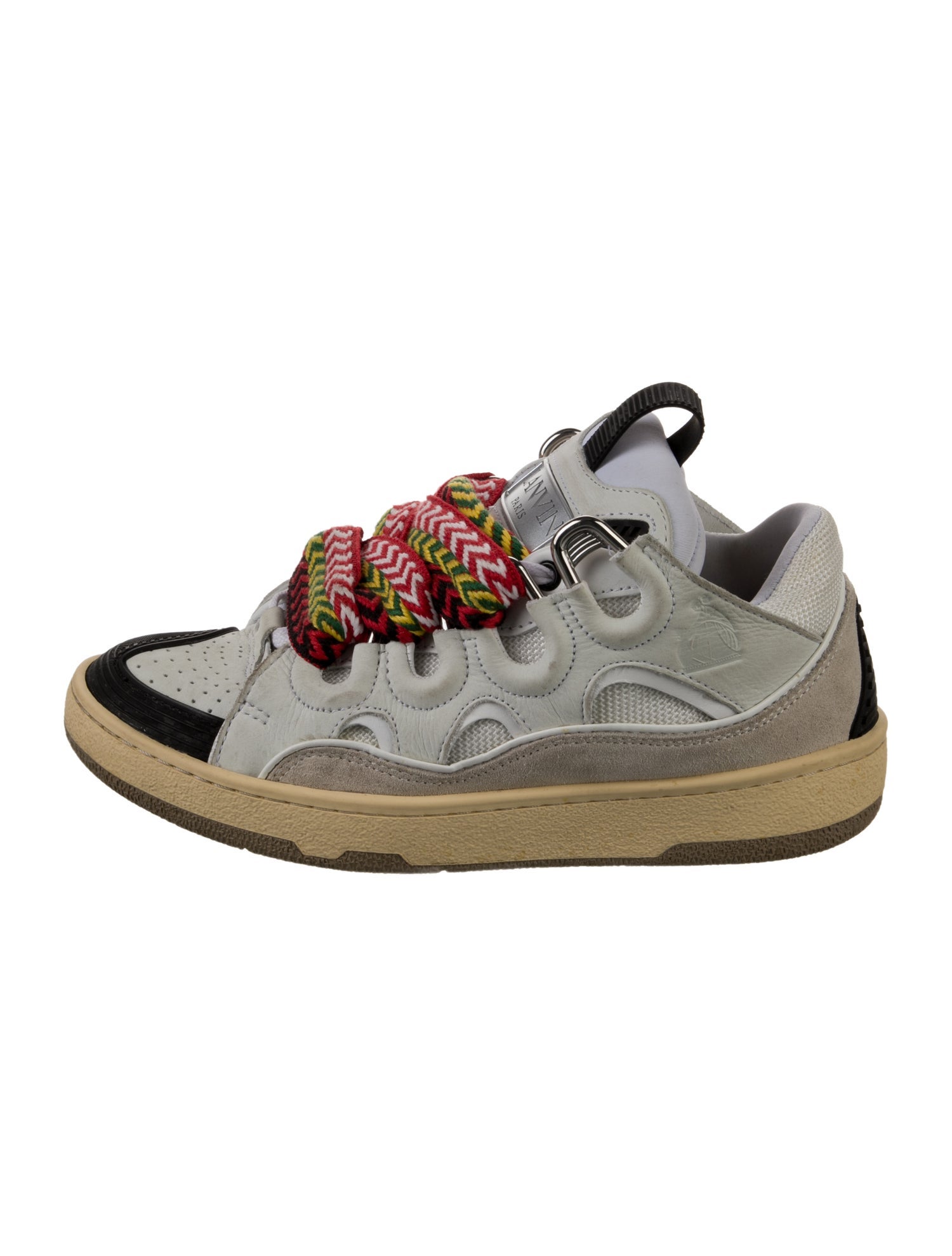 Lanvin Leather Colorblock Pattern Sneakers