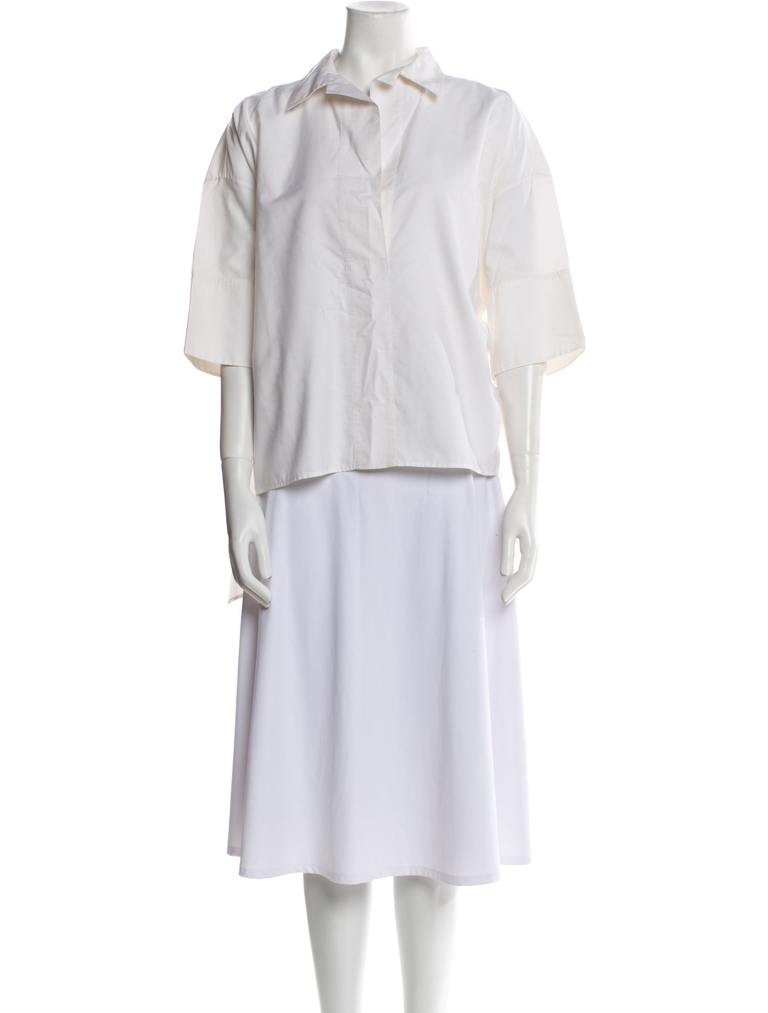 Lanvin Three-Quarter Sleeve Button-Up Top