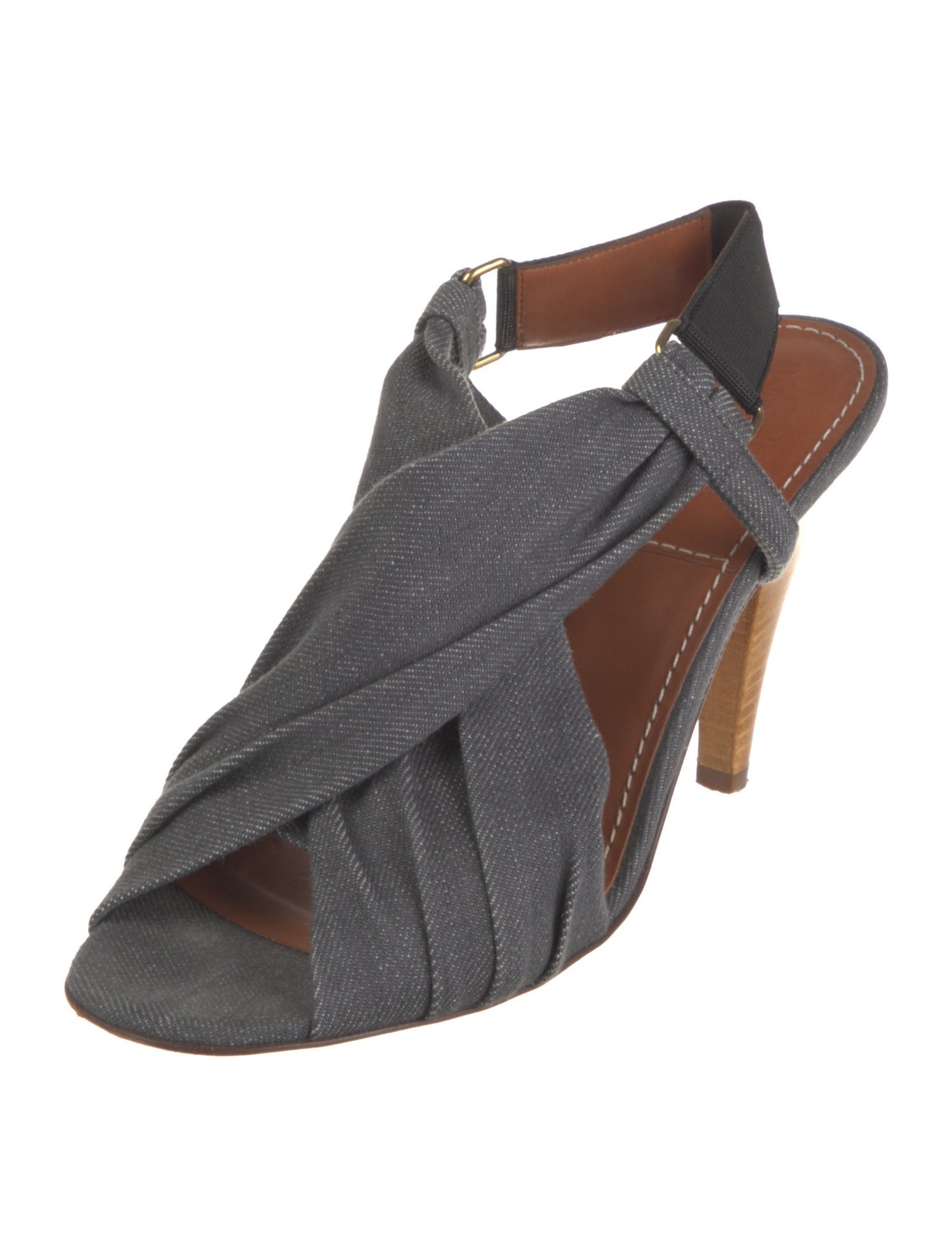 Lanvin Denim Colorblock Pattern Slingback Pumps