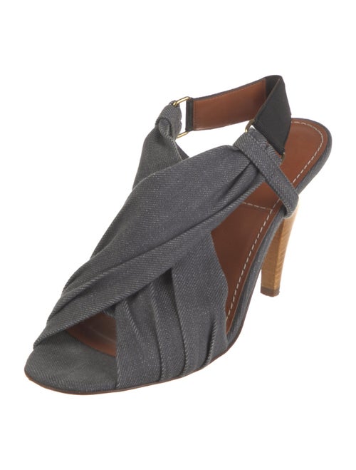 Lanvin Denim Colorblock Pattern Slingback Pumps