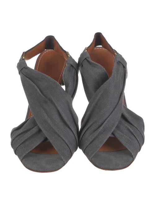 Lanvin Denim Colorblock Pattern Slingback Pumps