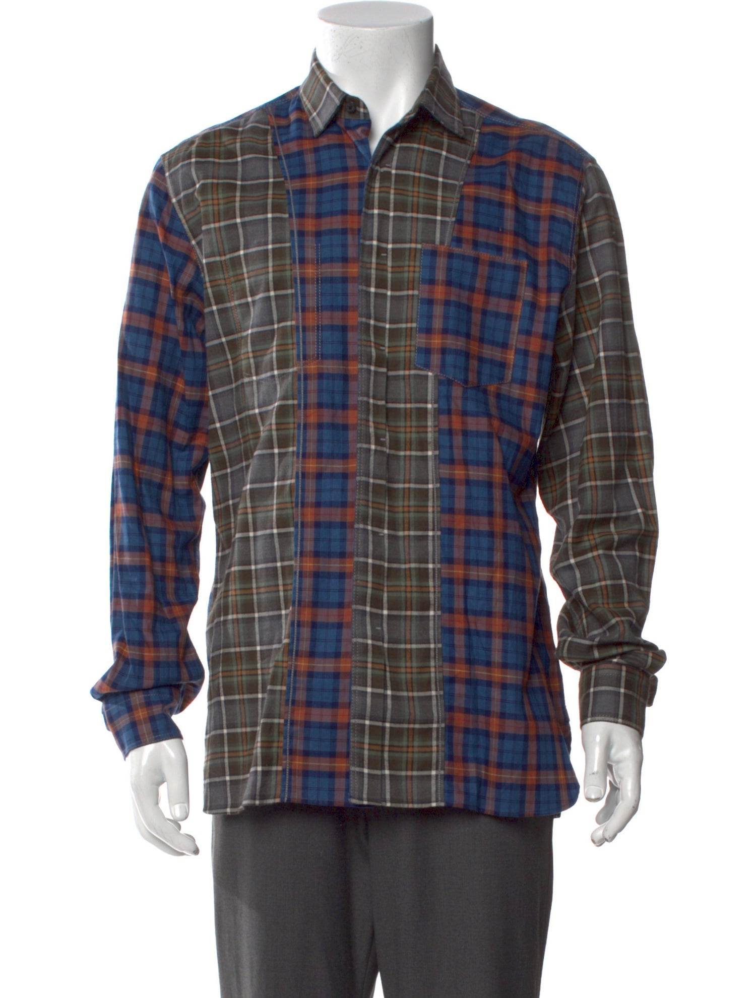Lanvin Plaid Print Long Sleeve Shirt