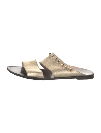 Lanvin Leather Animal Print Slides