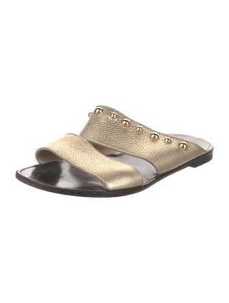 Lanvin Leather Animal Print Slides