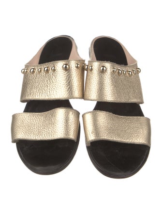 Lanvin Leather Animal Print Slides