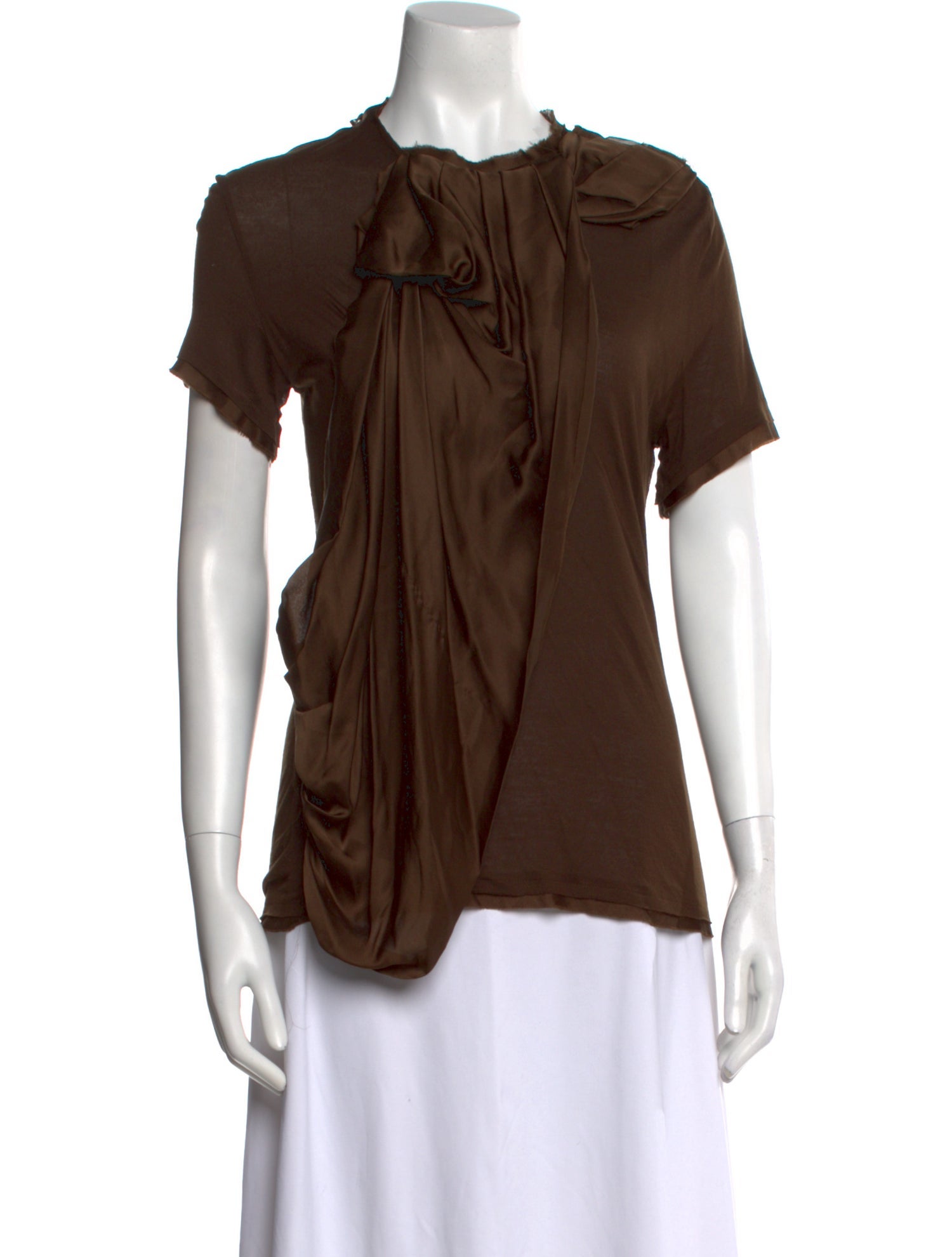 Lanvin Mock Neck Short Sleeve Blouse