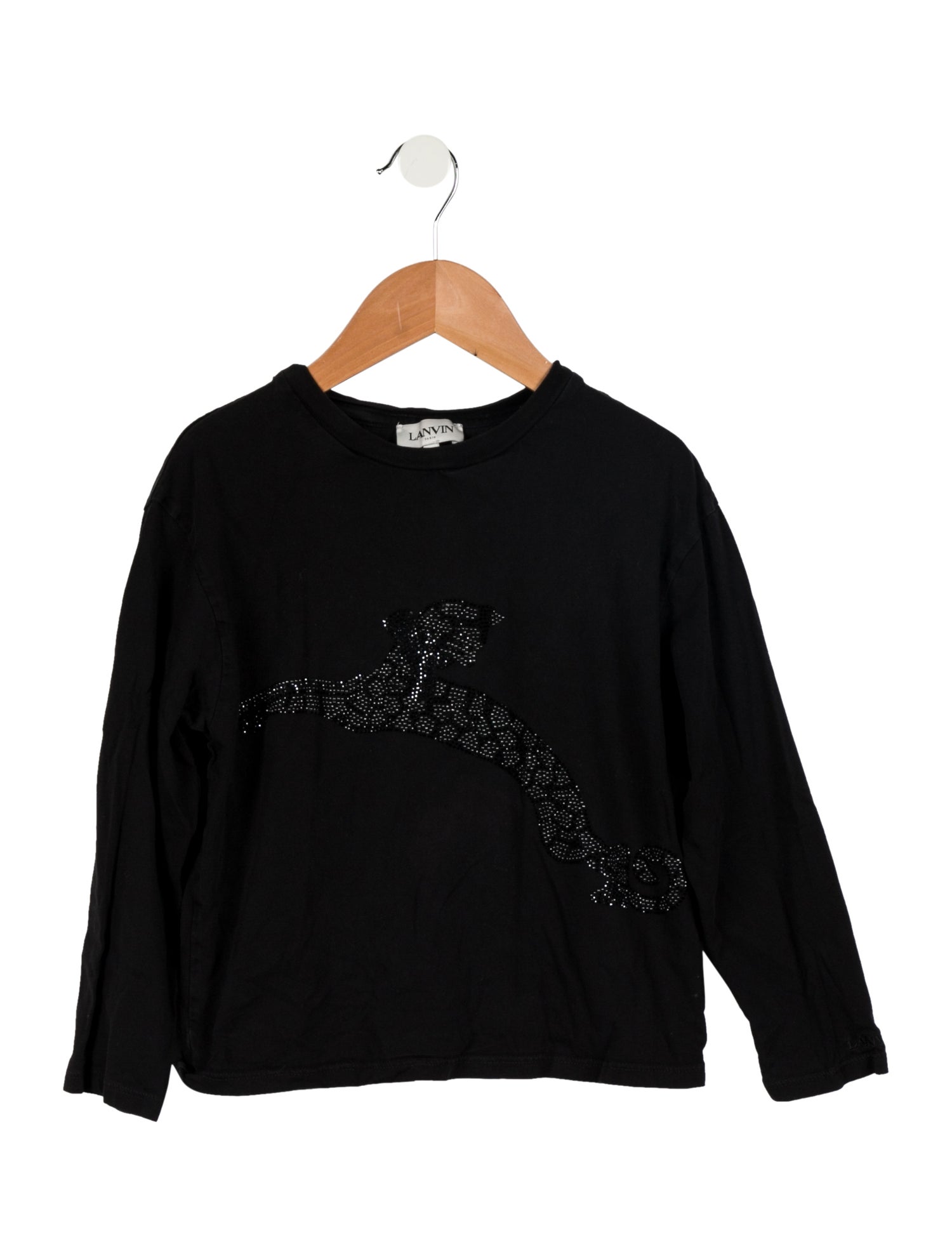 Lanvin Kids' Crystal Accent Long Sleeve Top