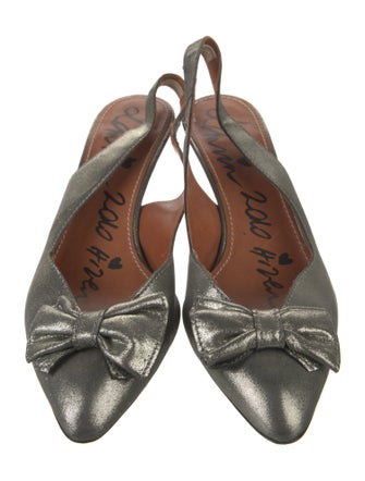 Lanvin Leather Bow Accents Slingback Pumps