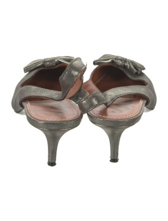 Lanvin Leather Bow Accents Slingback Pumps