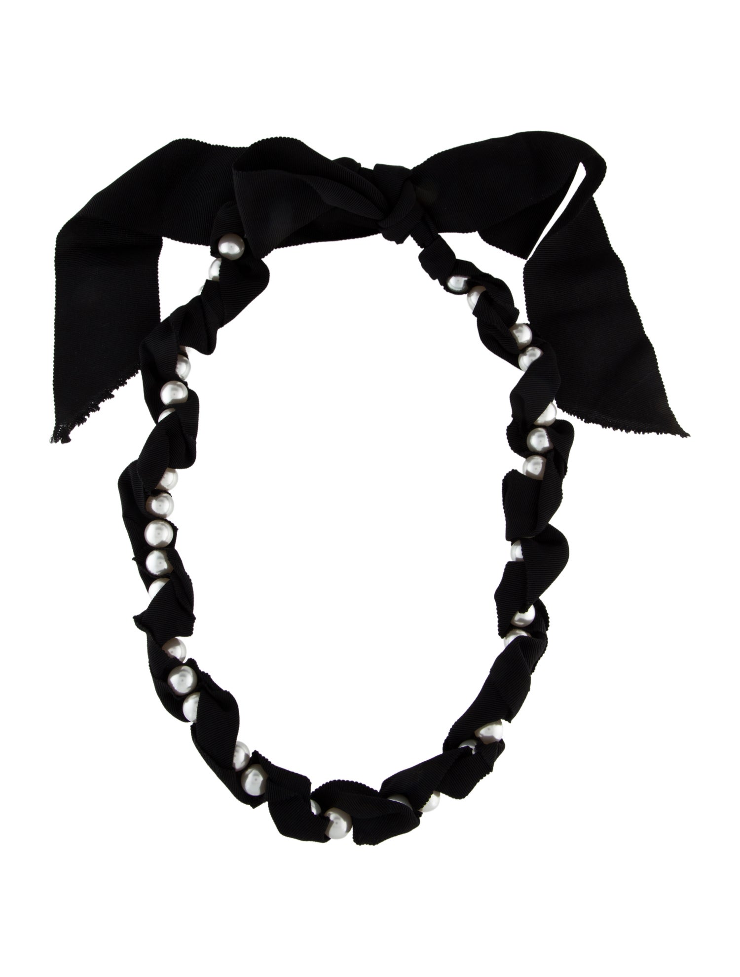 Lanvin Faux Pearl & Grosgrain Collar Necklace