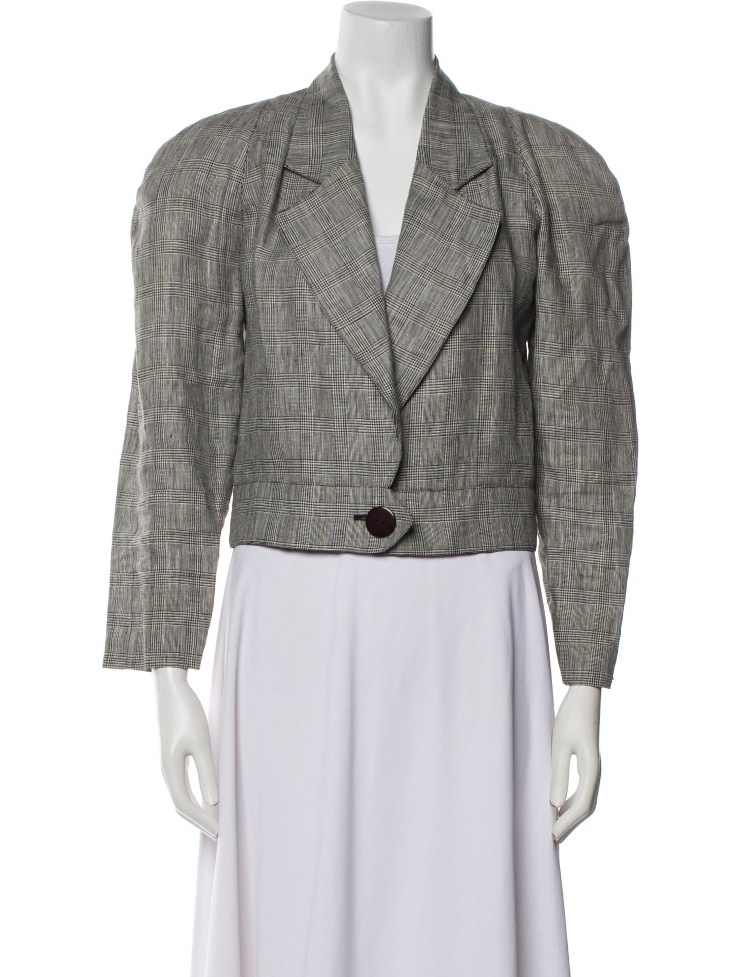 Lanvin Linen Plaid Print Blazer