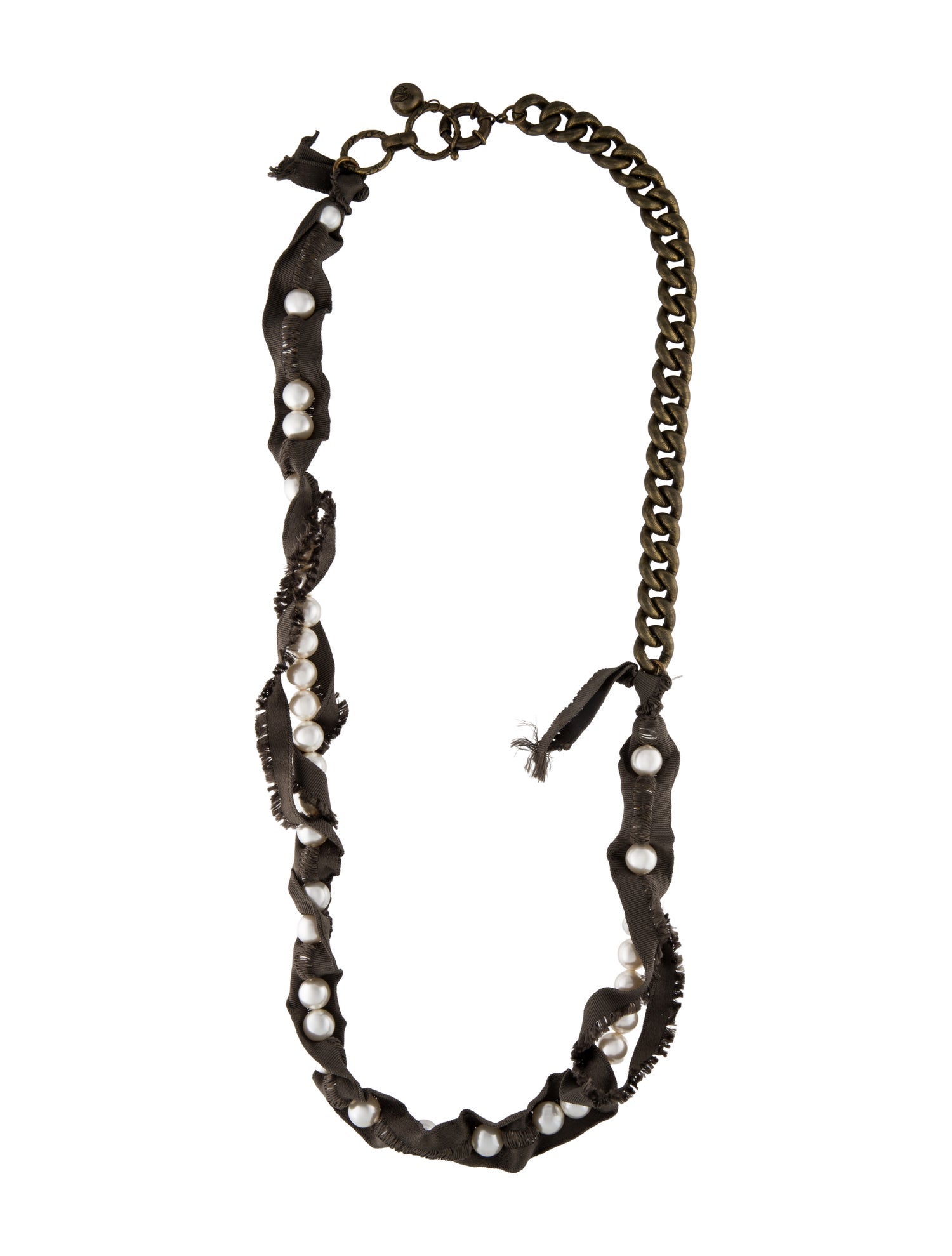 Lanvin Faux Pearl & Ribbon Beaded Necklace