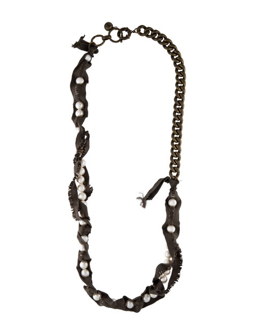 Lanvin Faux Pearl & Ribbon Beaded Necklace