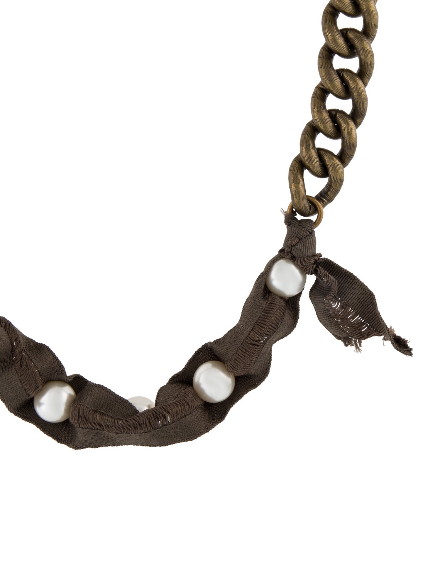 Lanvin Faux Pearl & Ribbon Beaded Necklace