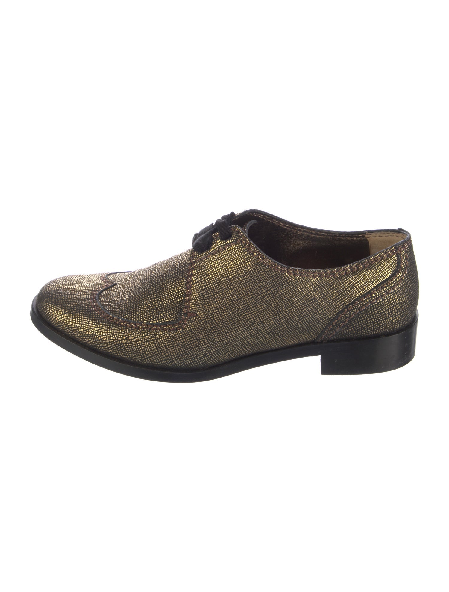 Lanvin Leather Glitter Accents Oxfords