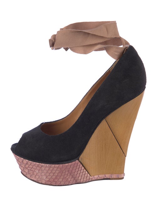 Lanvin Suede Grosgrain Trim Pumps