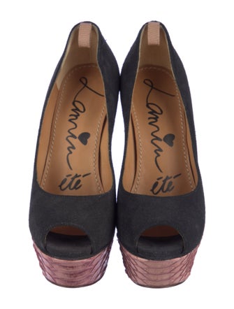 Lanvin Suede Grosgrain Trim Pumps