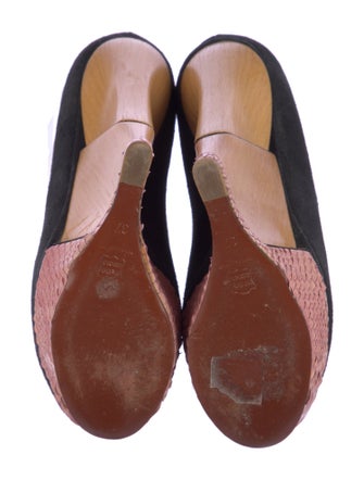 Lanvin Suede Grosgrain Trim Pumps