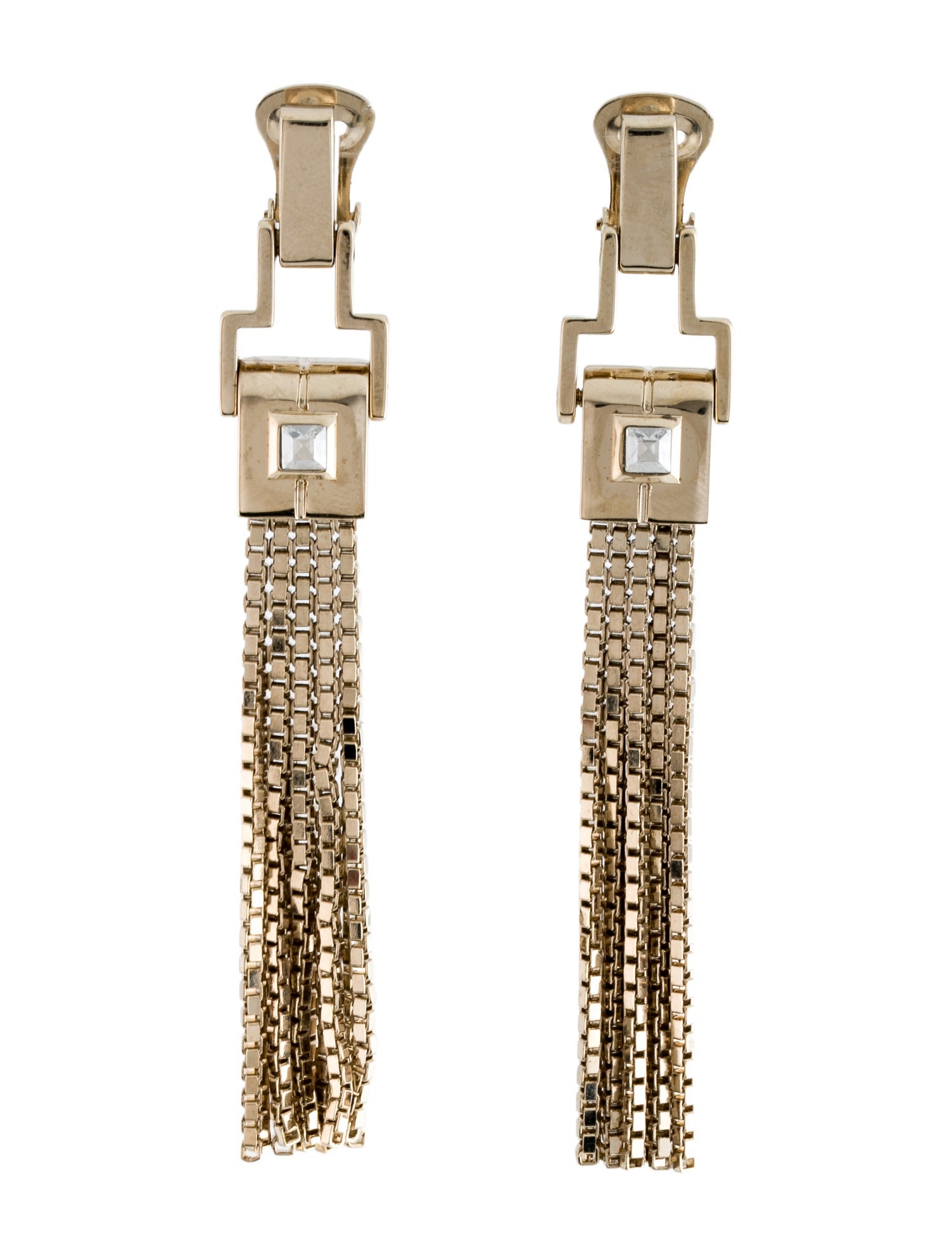 Lanvin Crystal Tassel Crop Clip On Earrings